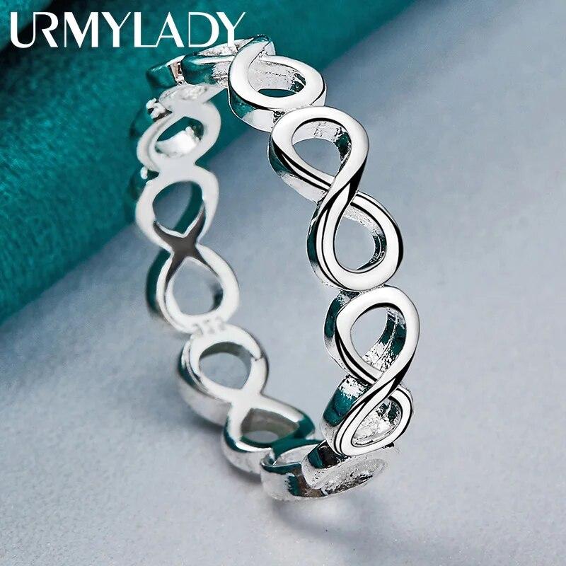 Кольцо URMYLADY из стерлингового серебра 925 пробы с крестом Бесконечность 7-10 для женщин, свадебное очарование, модные украшения для помолвки