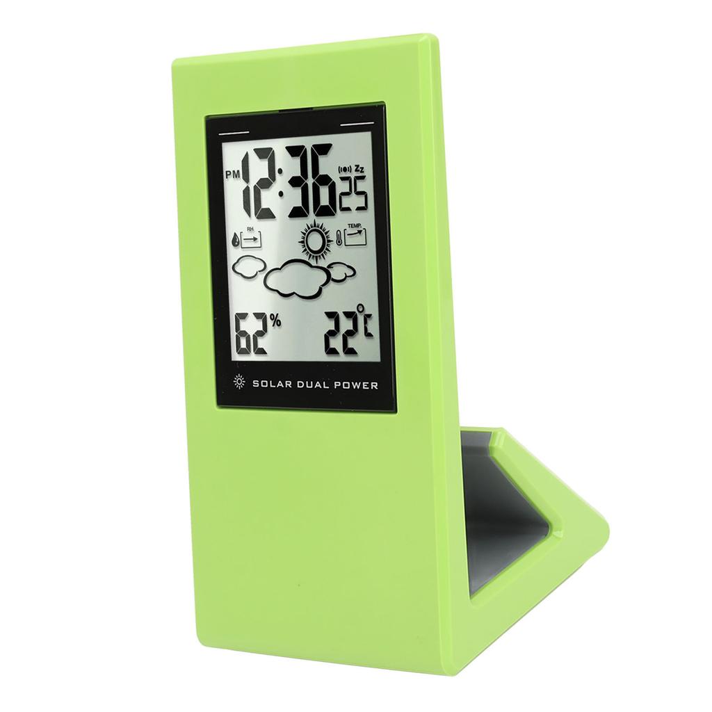 Wther Forcast Clock Solar Battery Powered   LCD Display Timing Digital Temperature Humidity Meter for Home School  