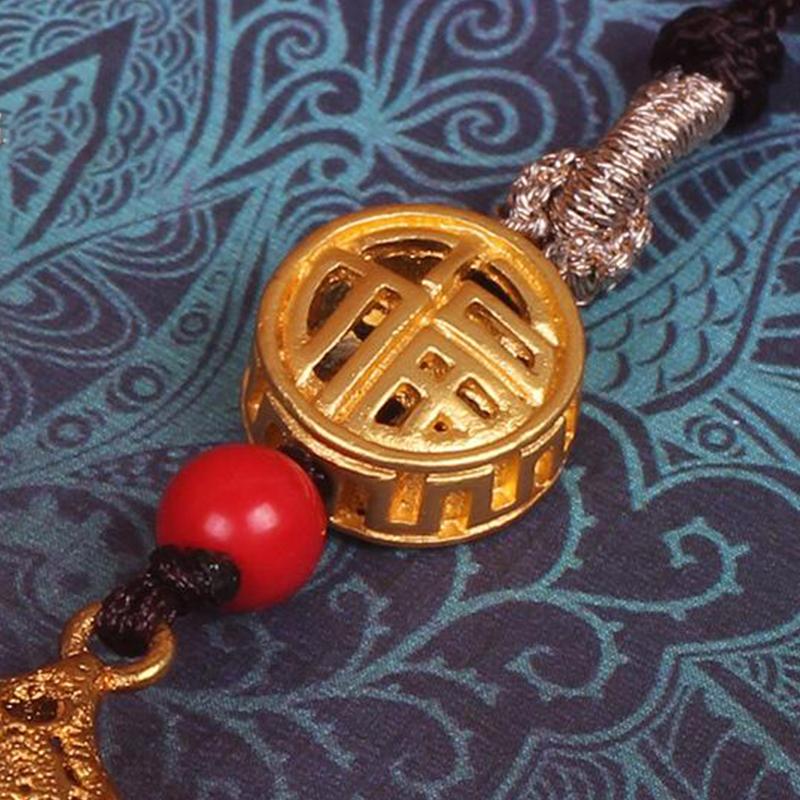 Китайская полая тыква из латуни Фу, резная подвеска на удачу, автомобильные подвесные аксессуары, декор фэн-шуй, Хулу, амулет, кулон на день рождения