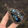 Labradorite Handmade Copper Wire Wrap Jewelry Pendant 4.14" R6P76