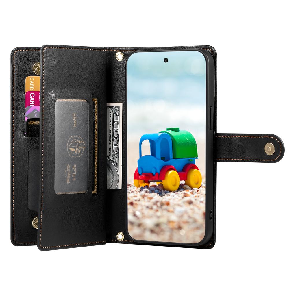 DF-011 Чехол для Google Pixel 9/Pixel 9 Pro Несколько слотов для карт Молния PU кожа Чехол для телефона