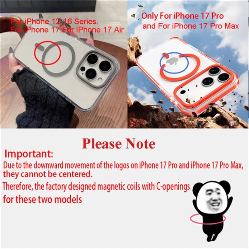 Luxury PE Striped Border Cover For Magsafe Magnetic Wireless Charge Clear Phone Case For iPhone 17 Air 16 E 15 14 13 12 17 Pro Max