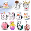 Медный Шарм Розовый Поросенок Утенок Цыпленок Лягушка Милые Животные Шармы Бусины Подходят для Браслета Сделай Сам Изысканный Подарок Аксессуар Ювелирное Изделие