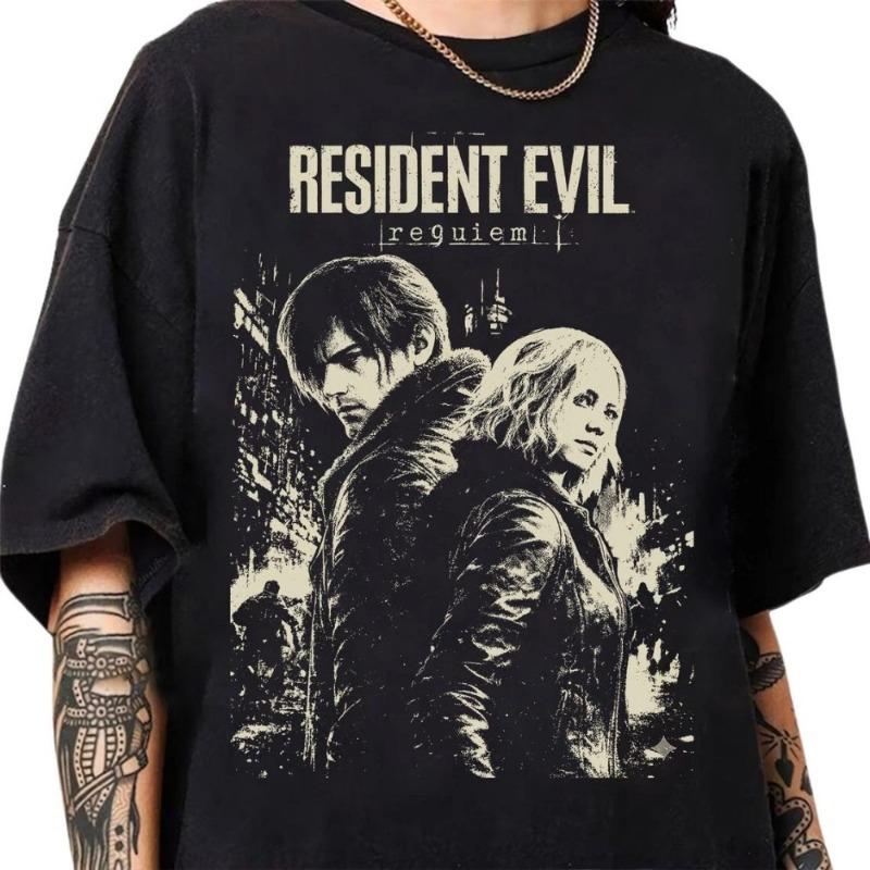 Ретро футболка Resident Evil Requiem, Игровая футболка Resident Evil, Летняя новая хлопковая ретро унисекс повседневная модная футболка