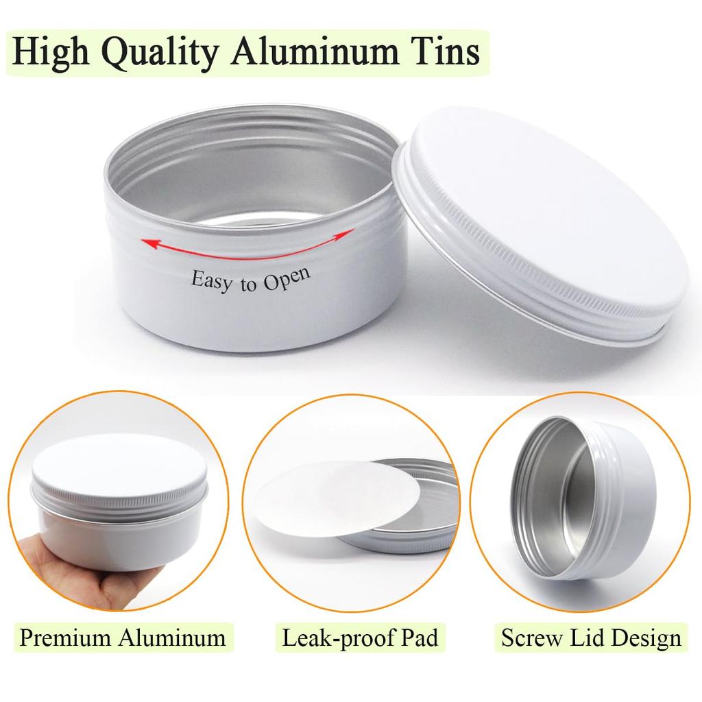 Wopanxye 6 упаковок по 5 унций, белая алюминиевая банка, косметический крем, тени для век, мазь, блеск для губ, чайная свеча, многоразовый контейнер, банки для краски, алюминиевая банка