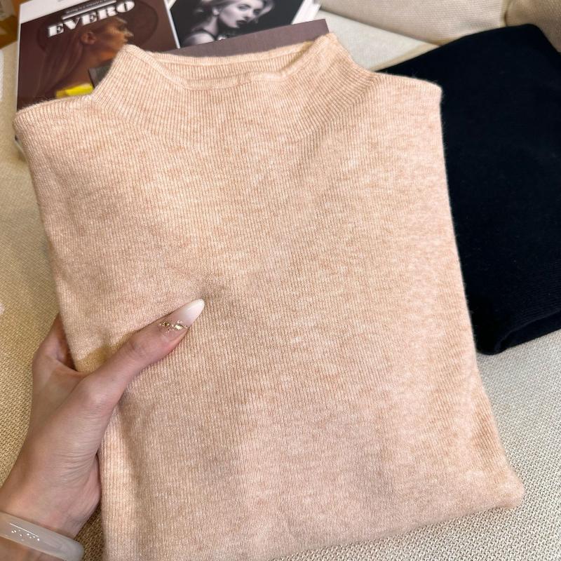 Повседневная водолазка с длинными рукавами, трикотажная базовая рубашка, женская зимняя осенняя однотонная тонкая теплая кофта в корейском стиле, простые топы, нижнее белье