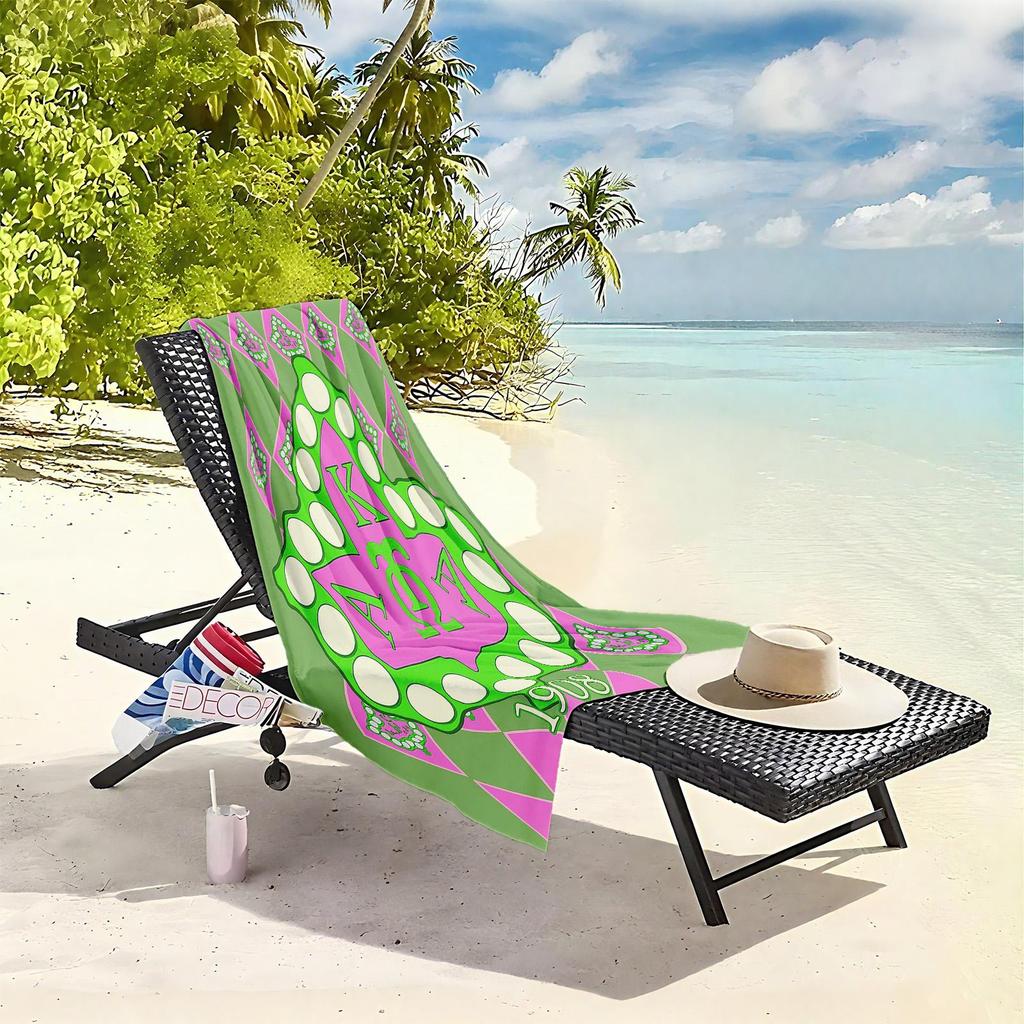 1pc Alpha Kappa Alpha Sorority 1908 Logo Design 2D Printed Microfiber Beach Towel, quick dry super absorbent. Great for beach