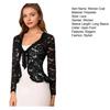 Lace Bolero for Women Tie Front Ruffle Hem Cardigan Long Sleeve Cover Up Jacket Formal Office Sheer Crop Shrug