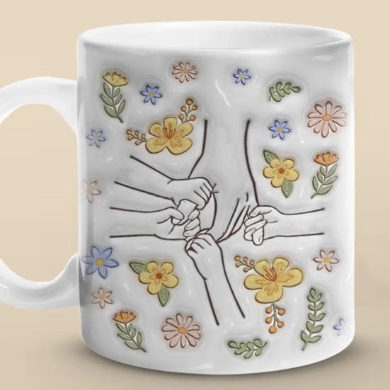 Керамическая кофейная кружка для мамы, цветочная кружка для воды 11/15 унций, ручка типа С, для питья