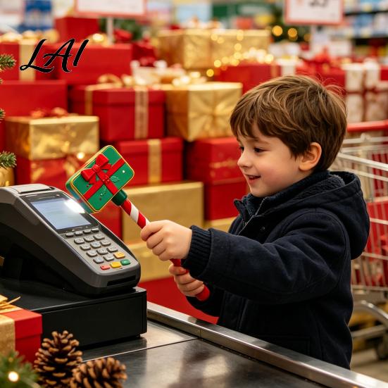 Contactless Payment Wand 3D Printed Christmas Wand Tap to Pay Credit Card Holder Stick Accessory Fun Candy Cane Extension Prop Holiday Gadget