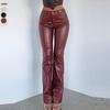 Women Autumn and Winter European and American Casual Straight PU Leather Trousers Women Long Leather Trousers