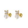 Genuine 925 Sterling Silver Stylish Temperament Zircon Pearls Earrings for Women  Korean Cute Simple Jewelry Accessories
