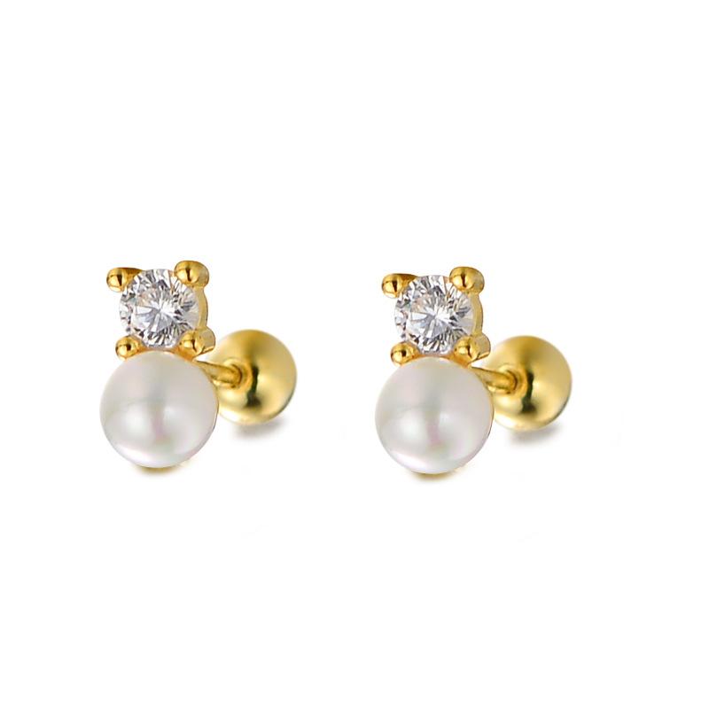 Genuine 925 Sterling Silver Stylish Temperament Zircon Pearls Earrings for Women Korean Cute Simple Jewelry Accessories