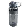 Sports Water Bottle Leakage Proof Detachable Silicone Straw Portable Drinking Bottle with Handle Strap 2000ml Gray