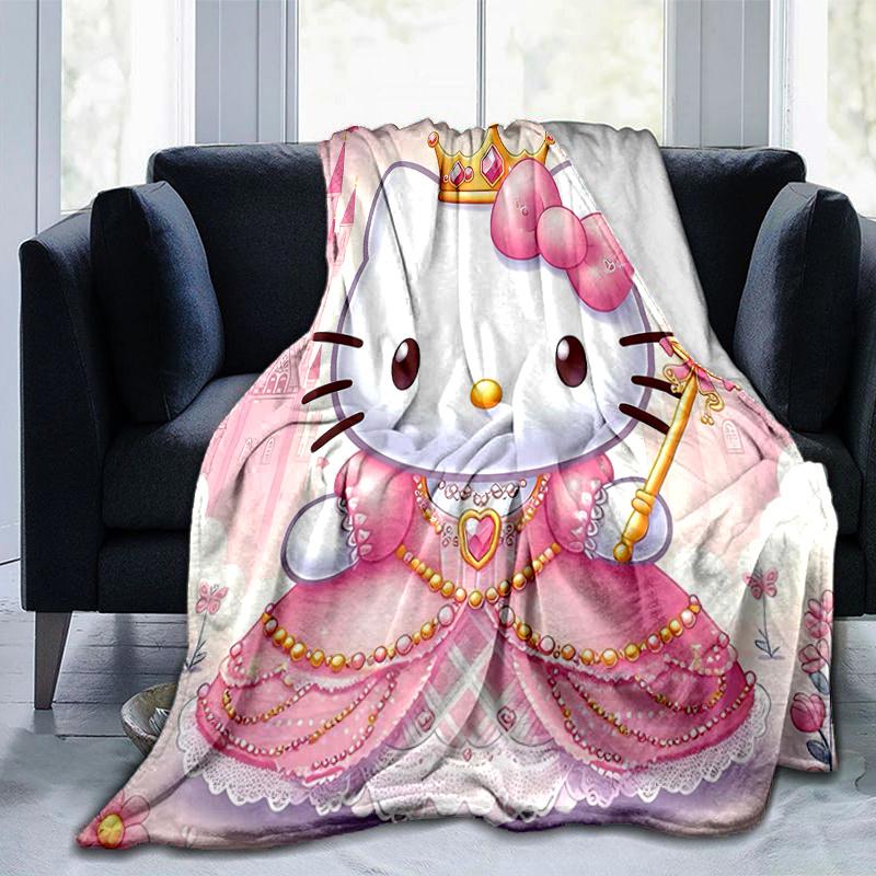 1 шт. Плед Hello Kitty в виде принцессы, Сезонный декоративный плед для дома, Мягкое теплое постельное белье, Идея подарка для семьи и друзей, Гостиная, Путешествия