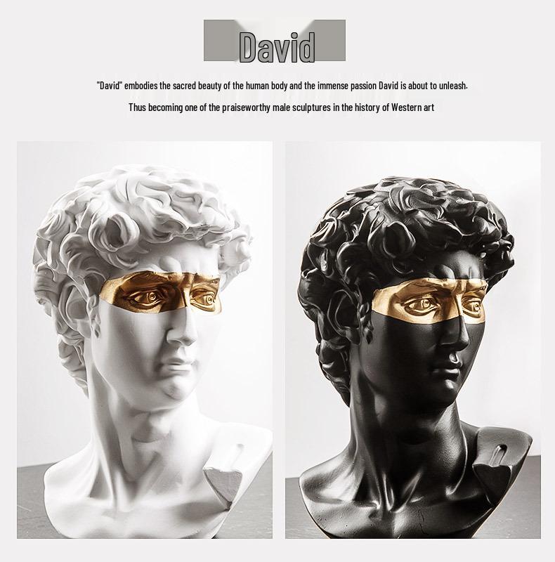 Black Gold David Resin Plaster Bust Ornament Art Kit