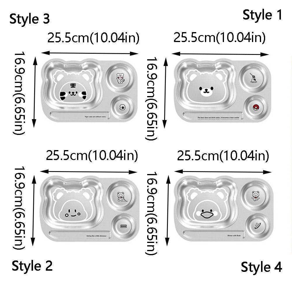 Multi Grids Children Divided Dinner Plate Square Shaped Stainless Steel Plate  Kindergarten School