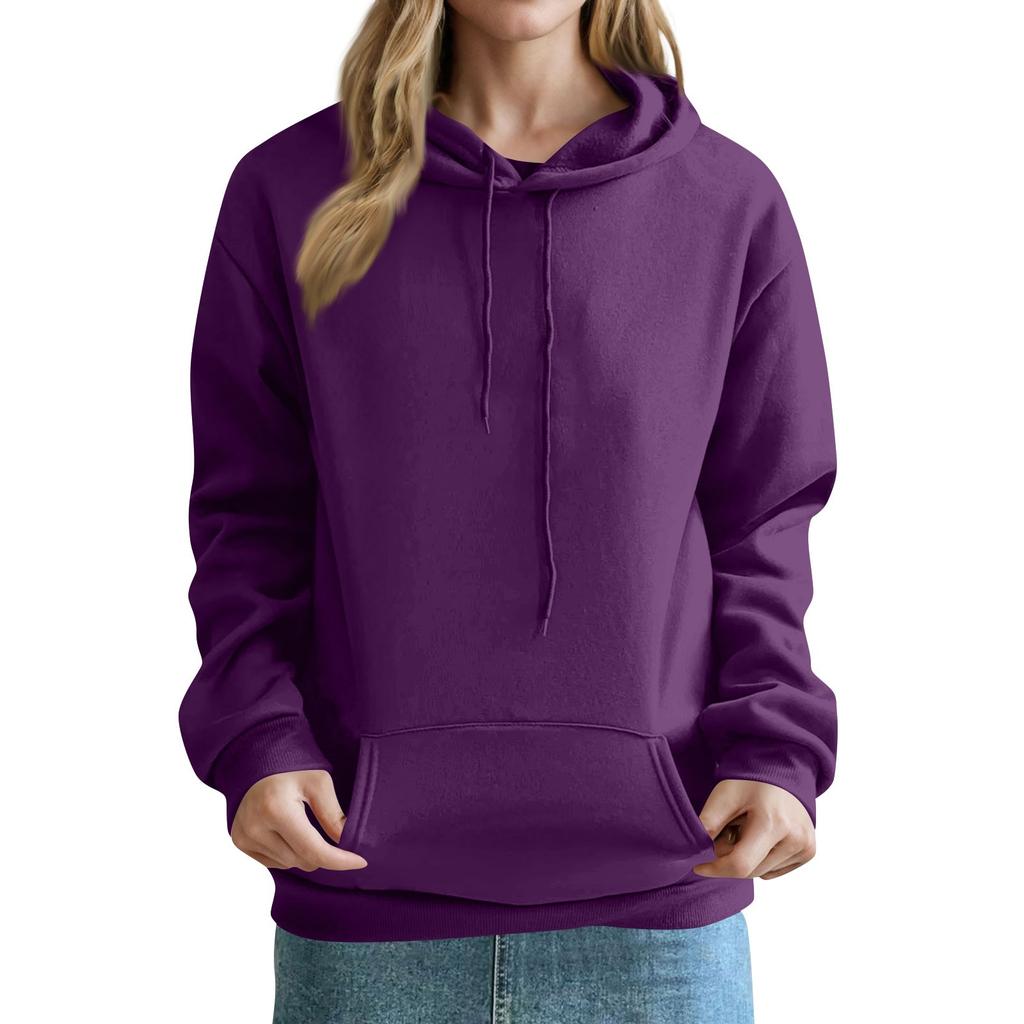 Женская модная однотонная толстовка, свободная повседневная толстовка с капюшоном