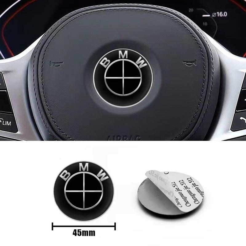 BBJX7 1Pcs 45mm 47mm Car Steering Wheel Decoration Badge Sticker Logo Accessories For BMW E46 E90 E60 F30 F10 E39 E36 E87 F20 E90 E70