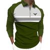 Men Fashion Spring Autumn Casual Long Sleev Zipper Polo Shirt , Men Spell Color Golf Polo Shirt Tops .