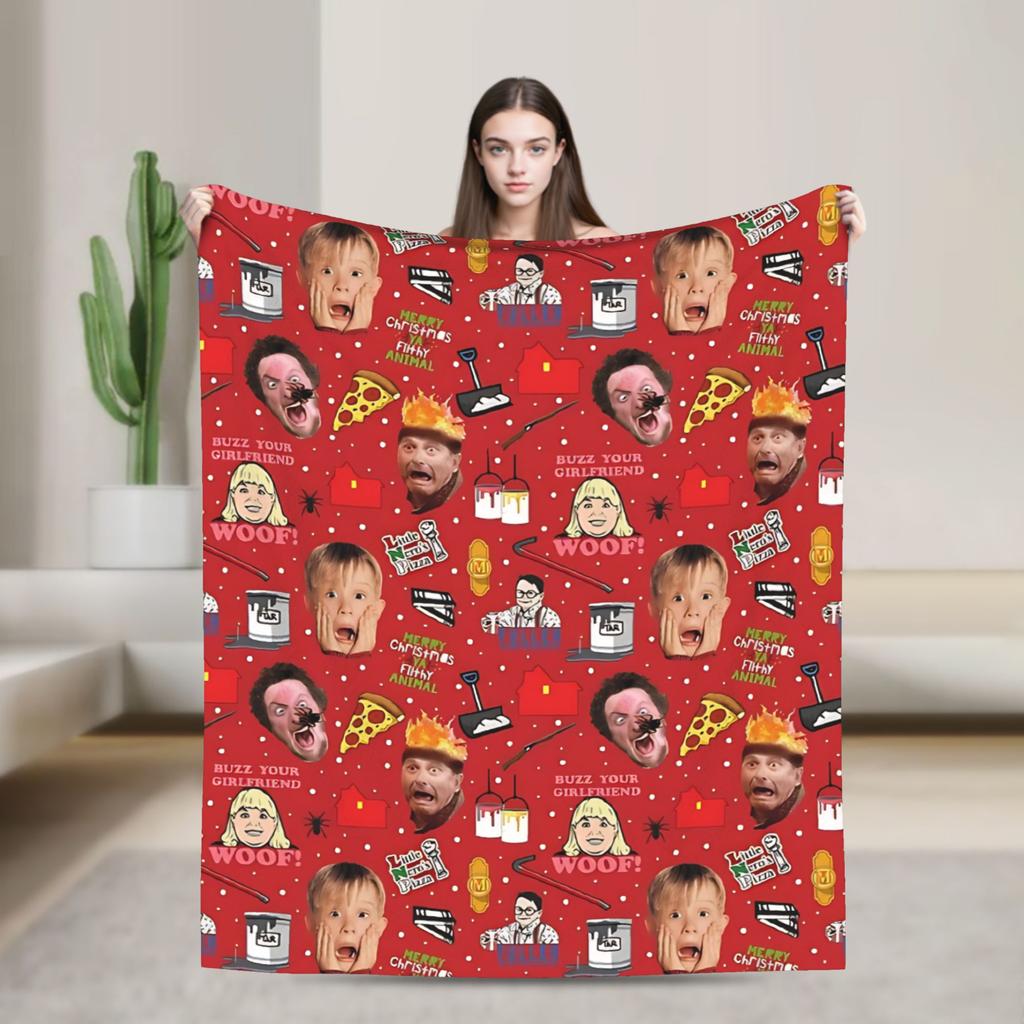 Home Alone Merry Christmas Blanket Quality Warm Soft Throw Blanket Autumn Travel Couch Chair Sofa Bed Funny Bedspread