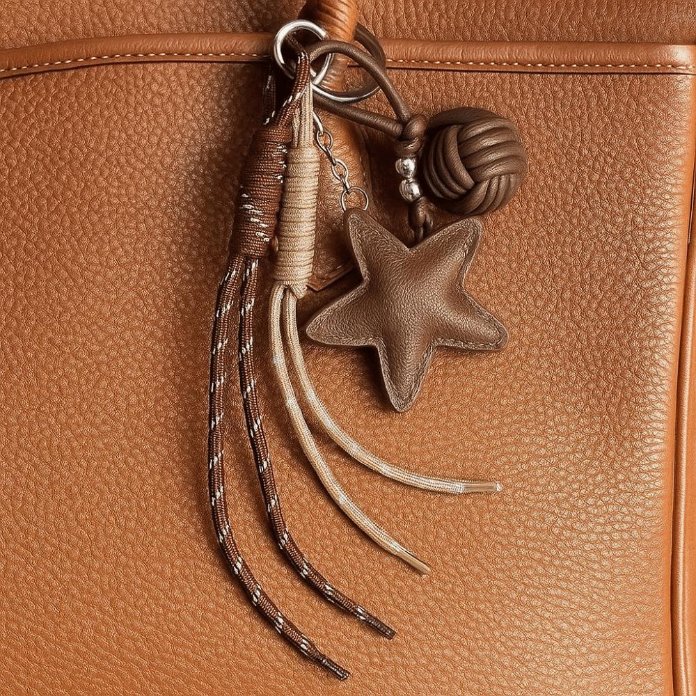 Hanging Five Pointed Star Bag Pendant Woven Rope Star and Ball Pendant  Small Gifts