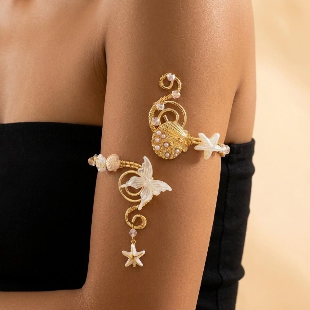 Baroque-style Baroque Flower Armlet Open-design Floral Arm Band Upper Arm Cuff Photoshoot
