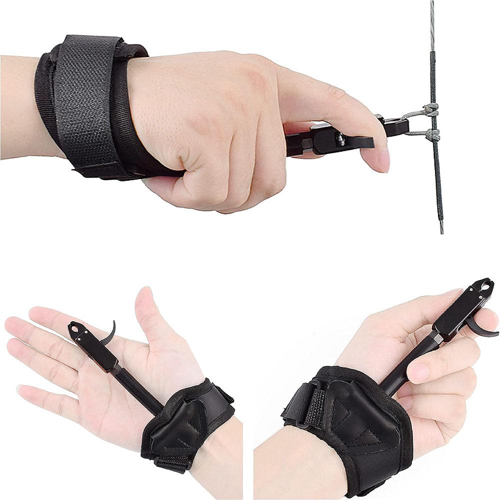 1 X Archery Wrist Release Aid Trigger Adjustable Strap Aluminum Alloy & Nylon