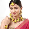 Комплект украшений с цветами для ожерелья, серег, браслета и Maang Tika Haldi Gota Patti для женщин и девочек