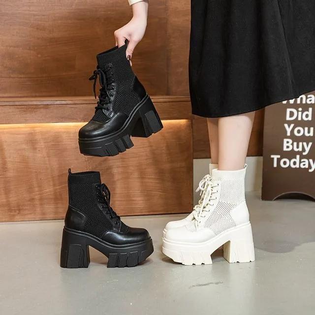 Модные 11 см синтетические женские дизайнерские ботильоны с полыми коленями, роскошные босоножки на щиколотке, летние кроссовки с воздушной сеткой на молнии высокого бренда