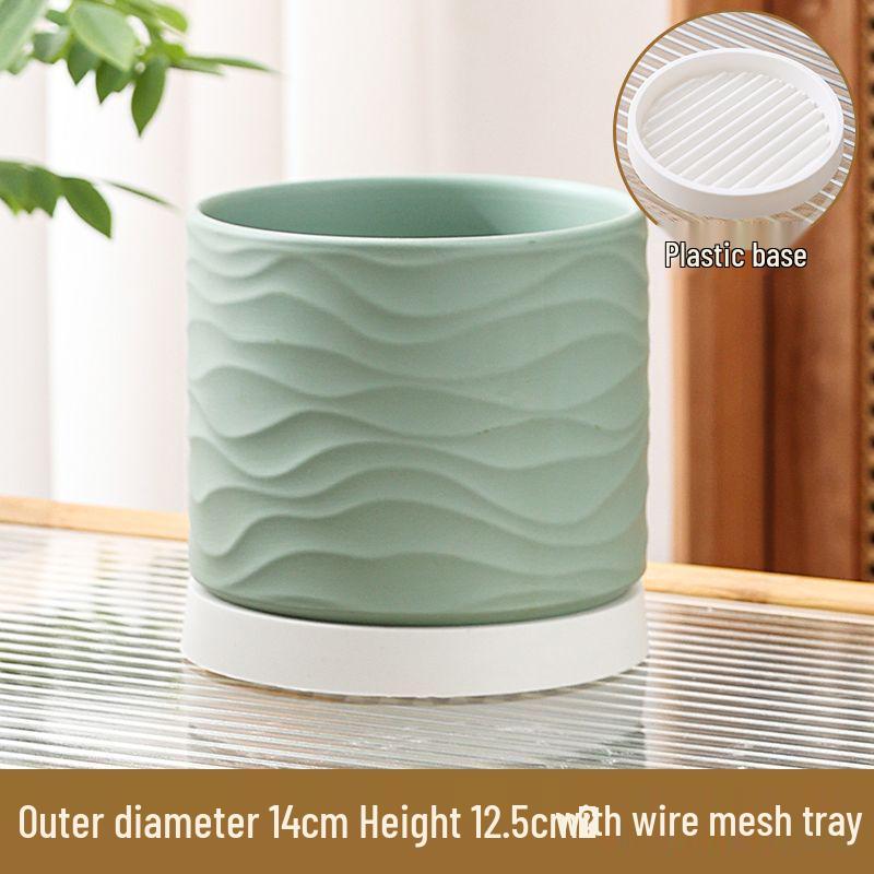 Nordic Style White Ceramic Succulent Pot with Four Compartments