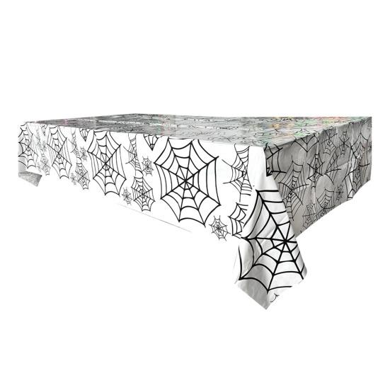 Halloween Table Runner Tablecloth, Plastic Spider Web Cloth, Disposable Rectangle Spiderweb Durable Party Supplies Cover for Kitchen, Dinner