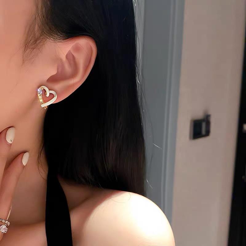 Franc Earrings Love White Diamond Earrings Love Charm Elegant Simple Luxury Charm Temperament Jewelry Versatile Earrings