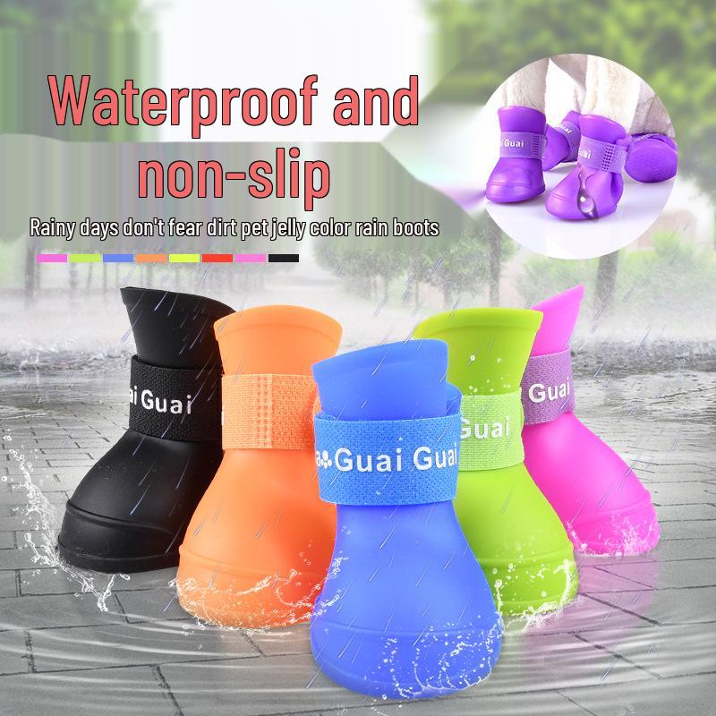 Candy Color Non-Slip Pet Rain Boots - Wear-Resistant, Fashionable & Cute Shoes for Dogs