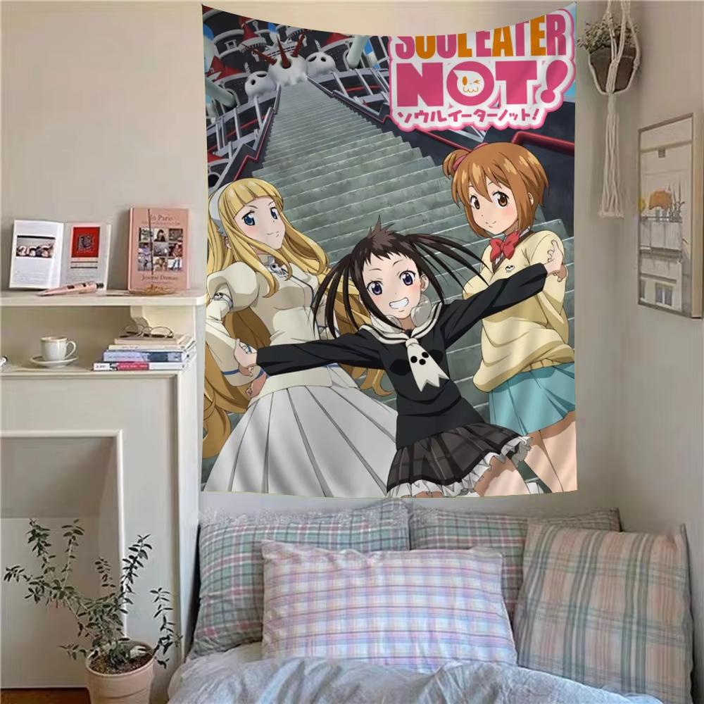 Гобелен Soul Eater Коса Смерти Колдунья Черный Кот Тема Униформы Гобелен Декор Стены Спальни Аниме Гобелен Плоская Печать