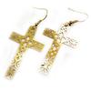 [L3042] - Позолоченные серьги «Крест» - 55x25 мм