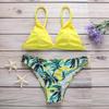 Beach Sexy Green Leaf Printed Halter Bikini Nylon Polyester Suit Swimsuit