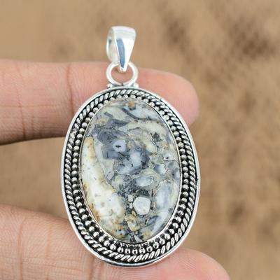 Овальный кулон из стерлингового серебра с драгоценным камнем Малигано Джаспер, уникальное украшение на годовщину