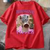 Женские футболки с графикой 'Yapper Cat' Хлопок Короткий рукав Повседневные С круглым вырезом С принтом Уличный стиль Летние топы