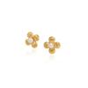 Stainless Steel Gold Plated Clover Necklace Earring Set With Pearl Accents Minimalist Luxury Jewelry Women