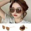 Folding Round Sunglasses Women  Designer Vintage Small Sun Glasses Ladies Korean Style Shades Eyewear Be Easy To Carry