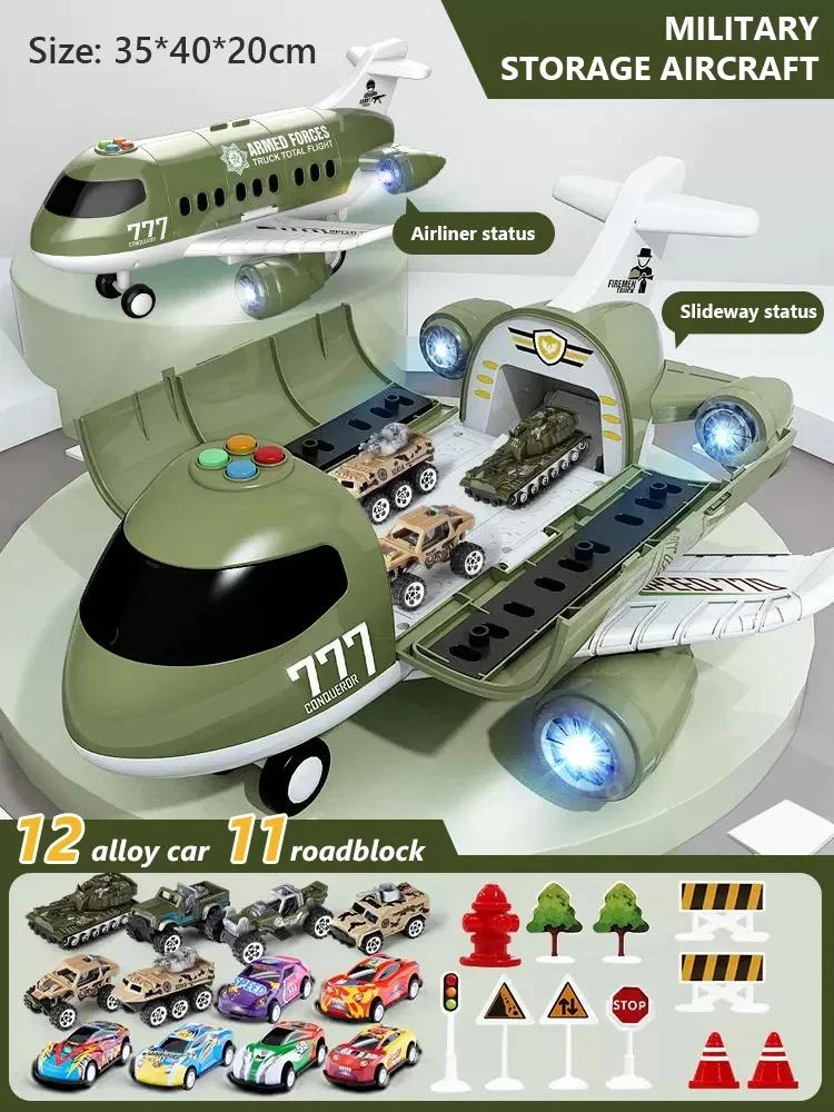 Toy Large Transport Cargo Airplane Inertia Passenger Plane 12/6stk Car Model Model Toy Simulation Light Music Toys for Boy Gift