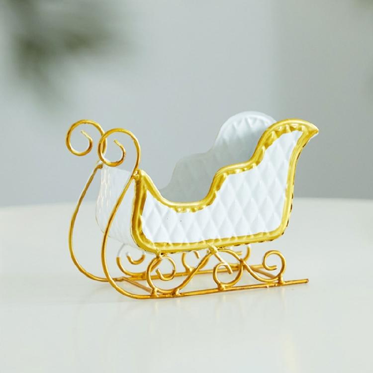 Christmas Sleigh Iron Sculpture Ornament Candy Bowl Container Mantels Decors For Home Office Centerpieces Decoration