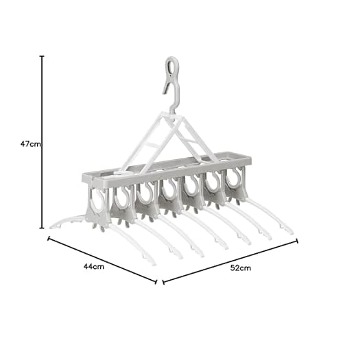 Twinmall Polypropylene Clothes Drying Rack, 7-Row, Gray, 44cm Wide x 52cm Deep, BEILU BE-04G