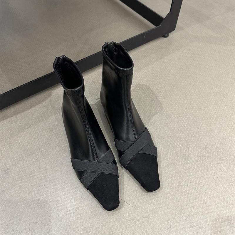 Французские ретро нишевые леопардовые короткие ботинки для женщин 2025 осень и зима новые ботинки французские тонкие ботинки низкий каблук короткие ботинки для женщин