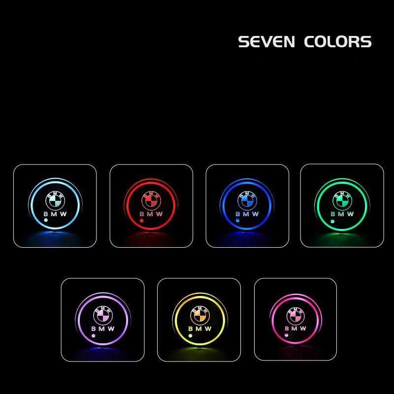 Car LED Cup Holder Light Mats Car Coasters Bottle Atmosphere Light For BMW 1 2 3 4 5 7 Series X1 X3 X4 X5 X6 X7 F10 F30 E46 E60