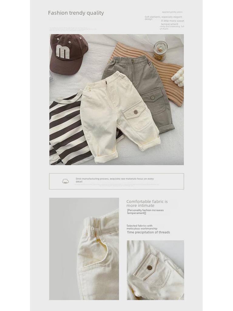 Boys' Korean-Style Casual Pants - Lightweight Spring & Autumn Baby Trousers