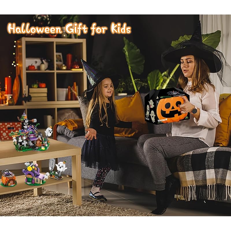 YZYVIOW Halloween Assembly Blocks Set Pumpkin Ghost Witch Fully Compatible with Mainstream Brand Blocks Halloween Presents Girl Boy for Children Toys