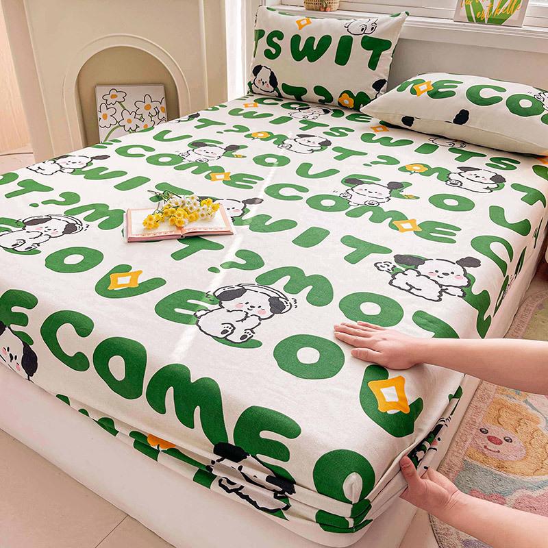 Cotton Bed Sheet on Elastic Cute Printed Mattress Cover for Kids Cartoon Pure Cotton Bed Linen (without Pillowcase)