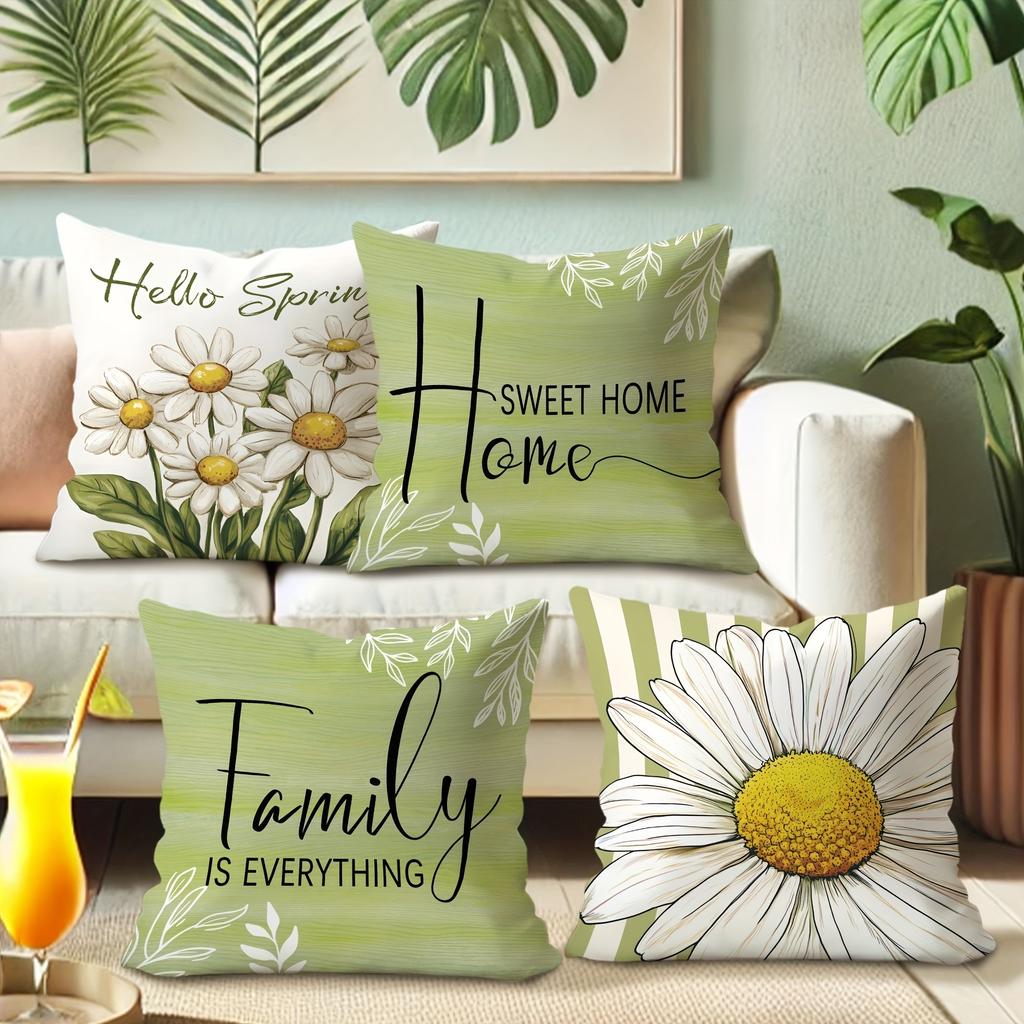 Вдохновленный весной наволочка «Маргаритка»: Свежие цветы, душевные цитаты для дома и семьи, наволочка для диванной подушки, украшение комнаты